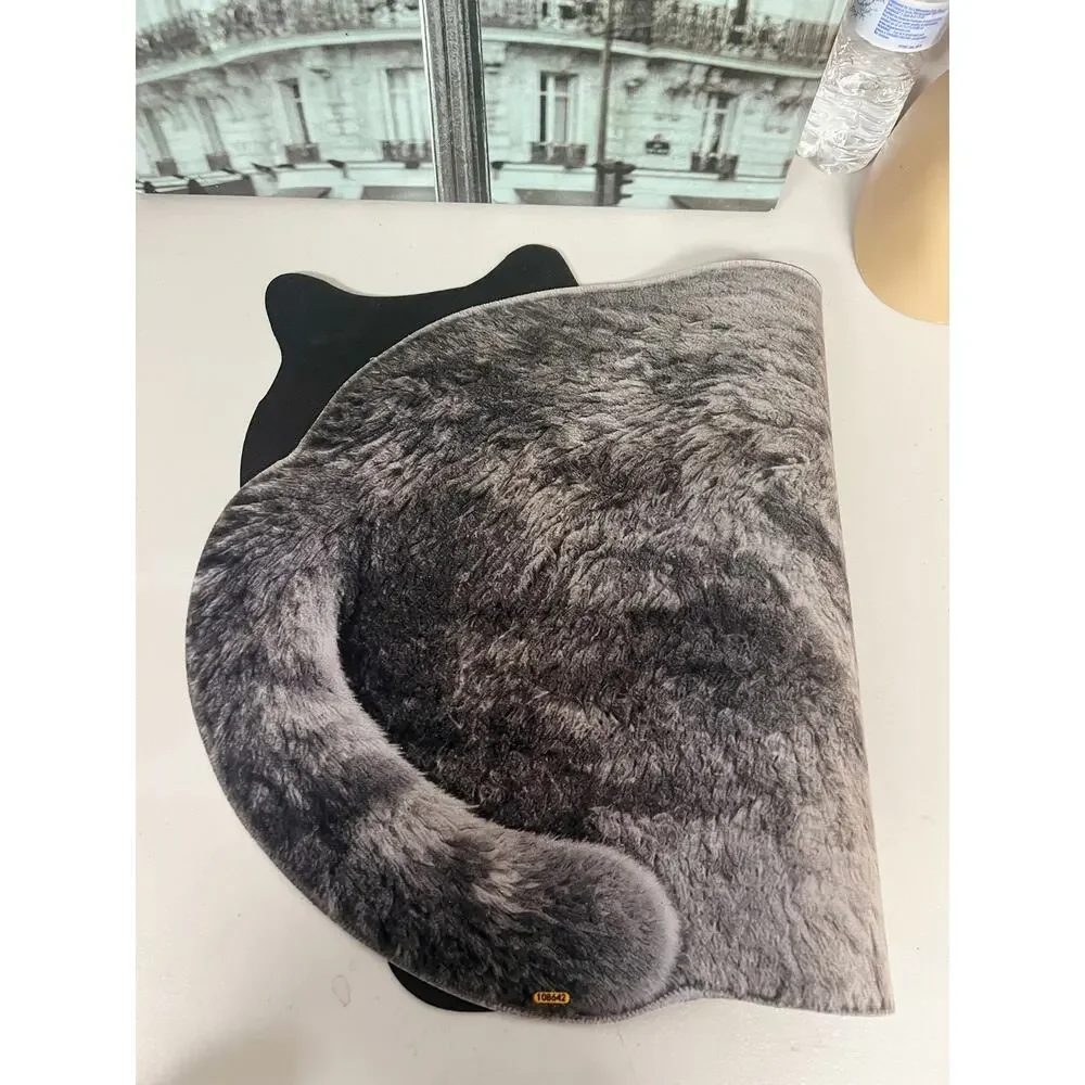 Realistic Cat Shaped Anti-Slip Floor Mat Soft Plush Home Decor Carpet